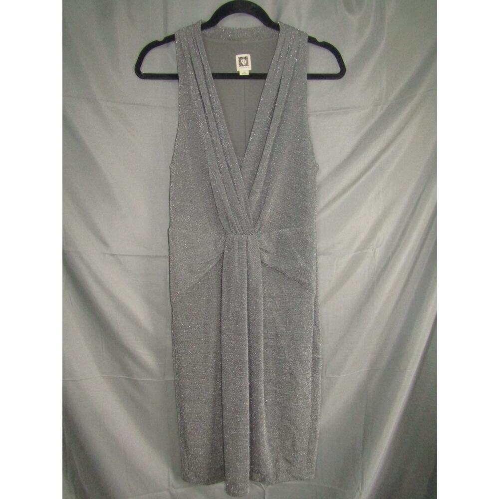 Anne Klein Women's Silver Metallic‎ Sleeveless Sheath Dress Size 10 Sparkle